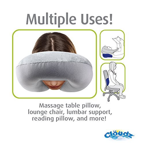 Cloudz Dual Comfort Microbead Airplane Travel Neck Pillow. Super Soft Cozy Plush Fabric on One Side, Cool Relaxing Spandex on The Other! Customize Your Comfort and Support at Home or On The Go!- Blue - Image 5