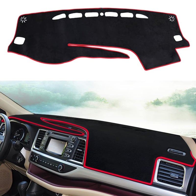 YOFAMO Dashboard Cover Dash Cover Mat Pad Carpet Custom Fit for Toyota Highlander 2014 2015 2016 2017 2018 2019 Accessories AntiSkid Center Console Protector Cover MatRed Edge