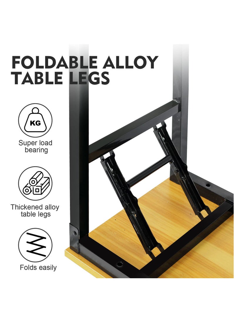 SKY-TOUCH - Folding Table Multi-functional Portable Desk with Adjustable Height Legs for Computer Camping, Garden, Picnic,Coffee,BBQ,(100 * 50 * 75cm) - Image 1