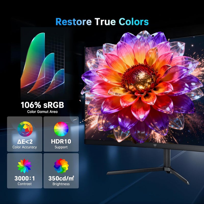 KTC 24 Inch 240Hz Curved Gaming Monitor, FHD 1080p 1500R 1ms Computer Monitor, Adaptive Sync, 3000:1 Contrast, HDR Support, HDMI 2.0 & DP 1.4, Low Blue Light, Tilt, VESA, H24S17P - Image 5