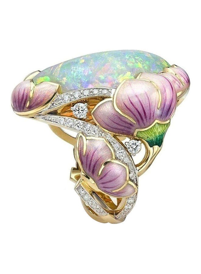 NIBEMINENT Lotus Designed Opal Studded Ring  - Image 1