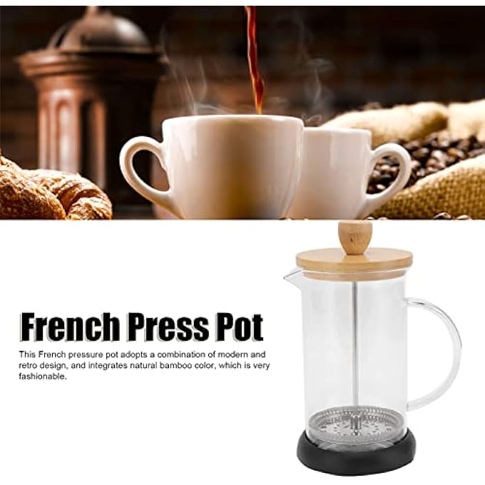 Soraz French Coffee Press Hand Brewing Fashionable French Press Heat Resistant For Camping 600Ml Bamboo Cover - Image 3