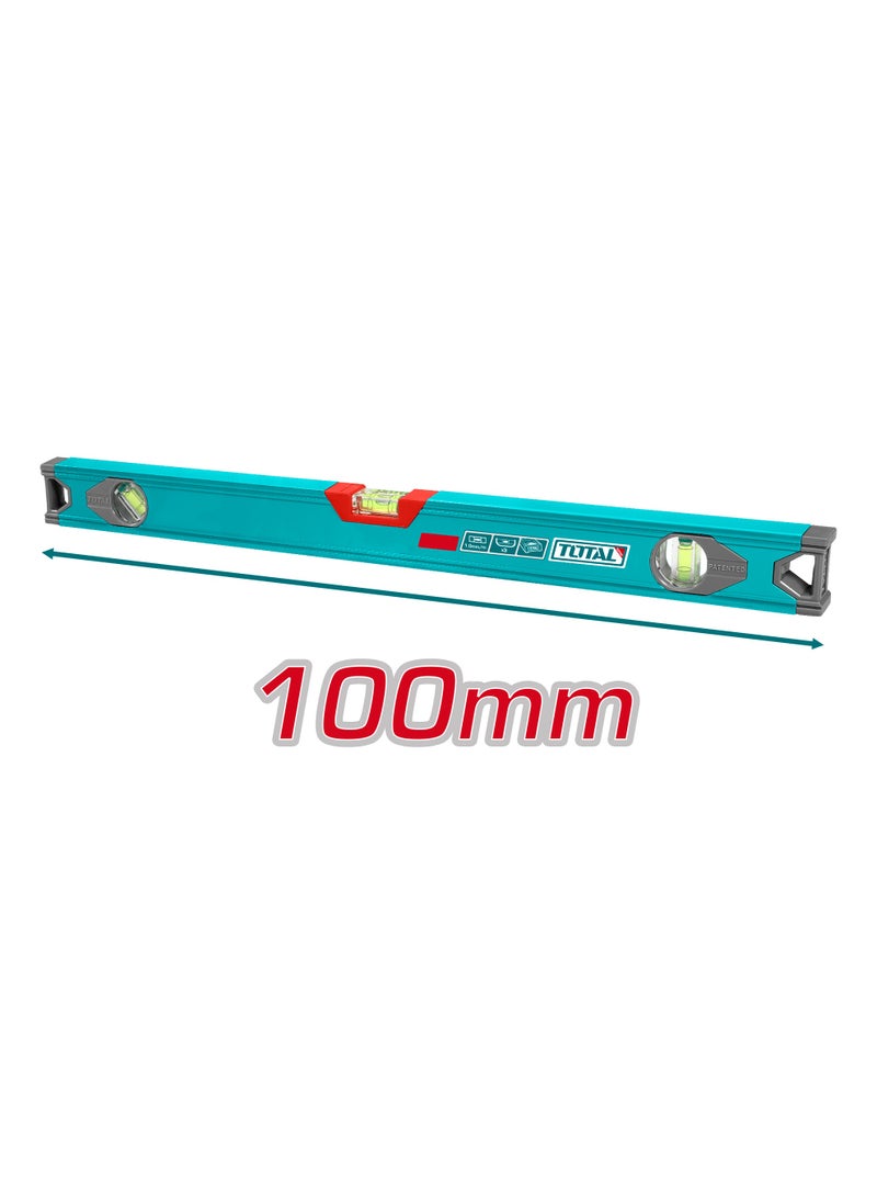 TOTAL 100cm (1 Meter) Professional Aluminum Spirit Level - Patented Industrial Design with 1mm Reinforced Wall Thickness & High-Accuracy Vials - TMT210016 - Image 4