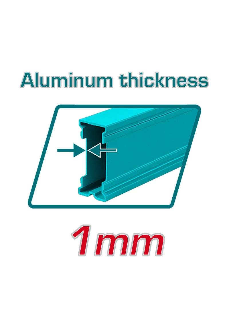 TOTAL 100cm (1 Meter) Professional Aluminum Spirit Level - Patented Industrial Design with 1mm Reinforced Wall Thickness & High-Accuracy Vials - TMT210016 - Image 3