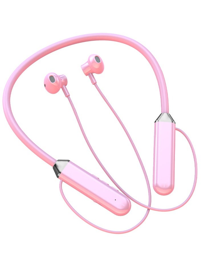 Bluetooth Neckband Headphones Sports Bulututh Hadphon With Handsfree Function (Pink)