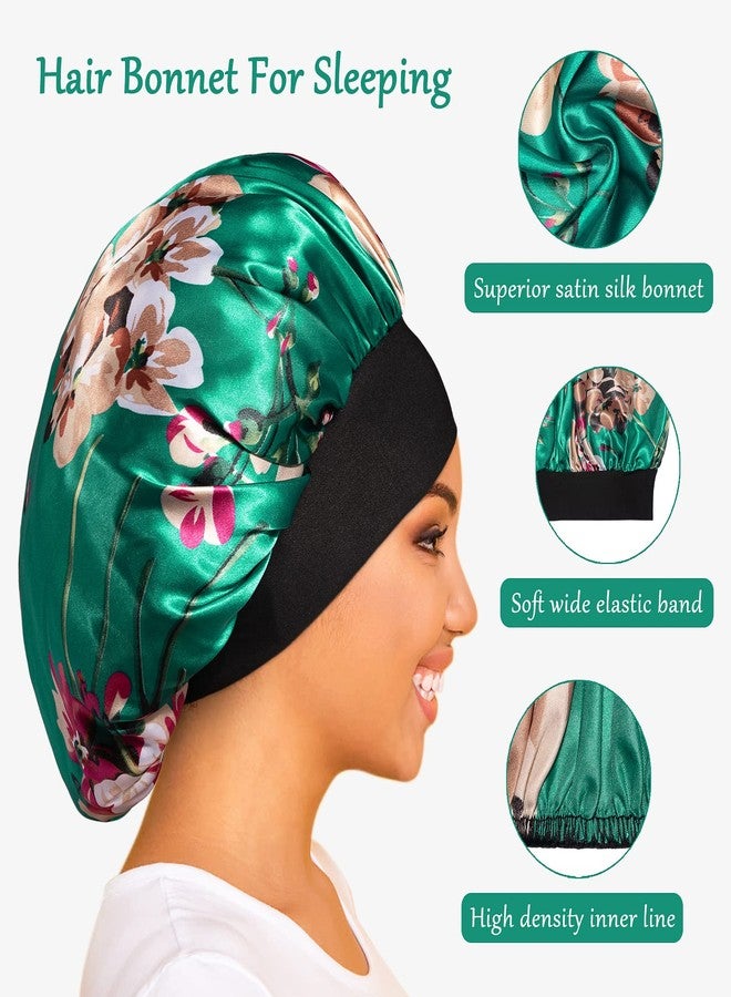 Roybens Satin Bonnet Silk Bonnet Hair Bonnet for Sleeping- 4 Pack Sleep Bonnets for Women with Wide Elastic Band for Curly Hair Braids - Image 4