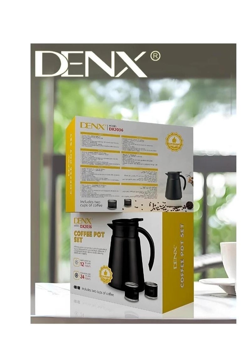 Denx COFFEE POT SET WITH 2 CUP - ELEGANT & DURABLE DESIGN FOR HOME & OFFICE - Image 1