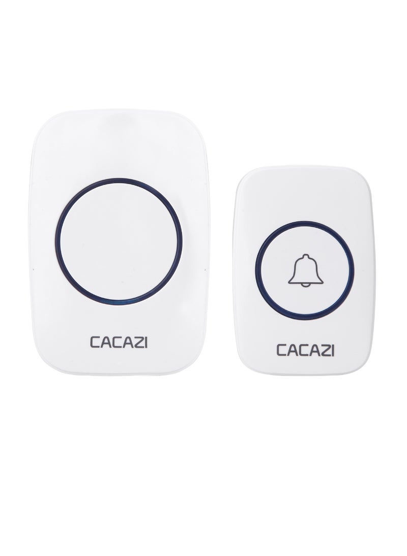 CACAZI Wireless Doorbell, Waterproof Long Distance Household Doorbell, Easy To Install Loud Music Cordless Doorbell, Door Chime With LED Indicator For Home, (1pc, White, One To One) - Image 1