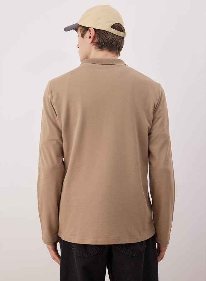 trendyol Mink 100% Cotton Slim/Fitted Long Sleeve Horse Embroidered Polo Neck TShirt - Image 4