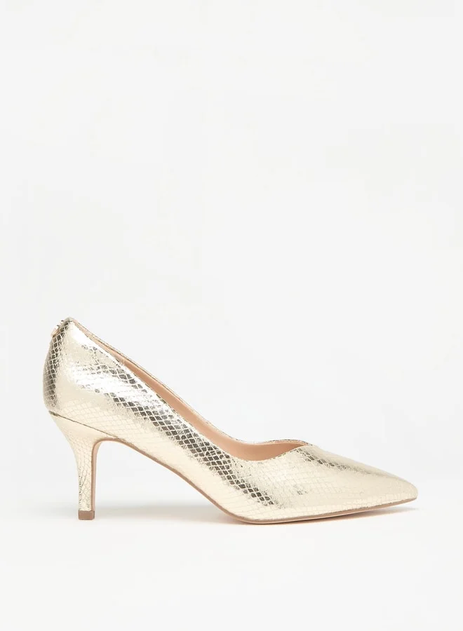 Celeste Women's Textured Pointed Toe Pumps with Stiletto Heels