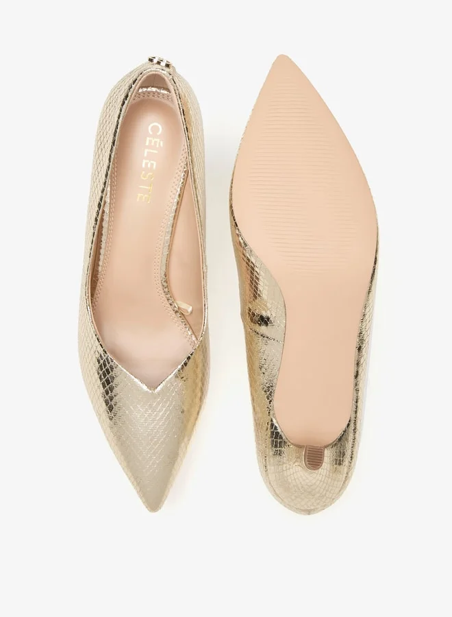 Celeste Women's Textured Pointed Toe Pumps with Stiletto Heels