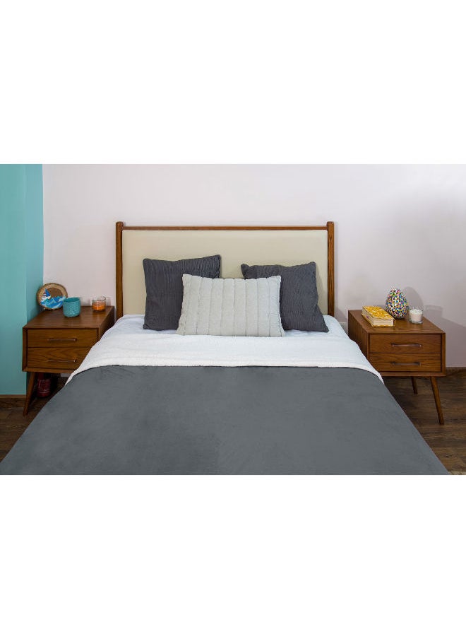Mintra - Sherpa & Super soft Flannel H4575 Dark Grey size 220x240cm - Image 1