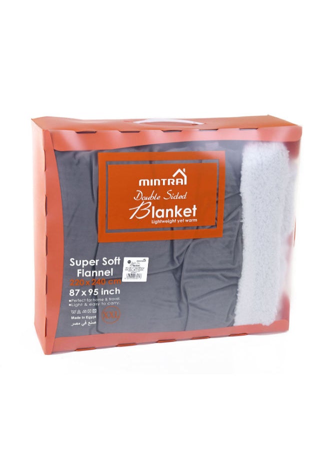 Mintra - Sherpa & Super soft Flannel H4575 Dark Grey size 220x240cm - Image 1