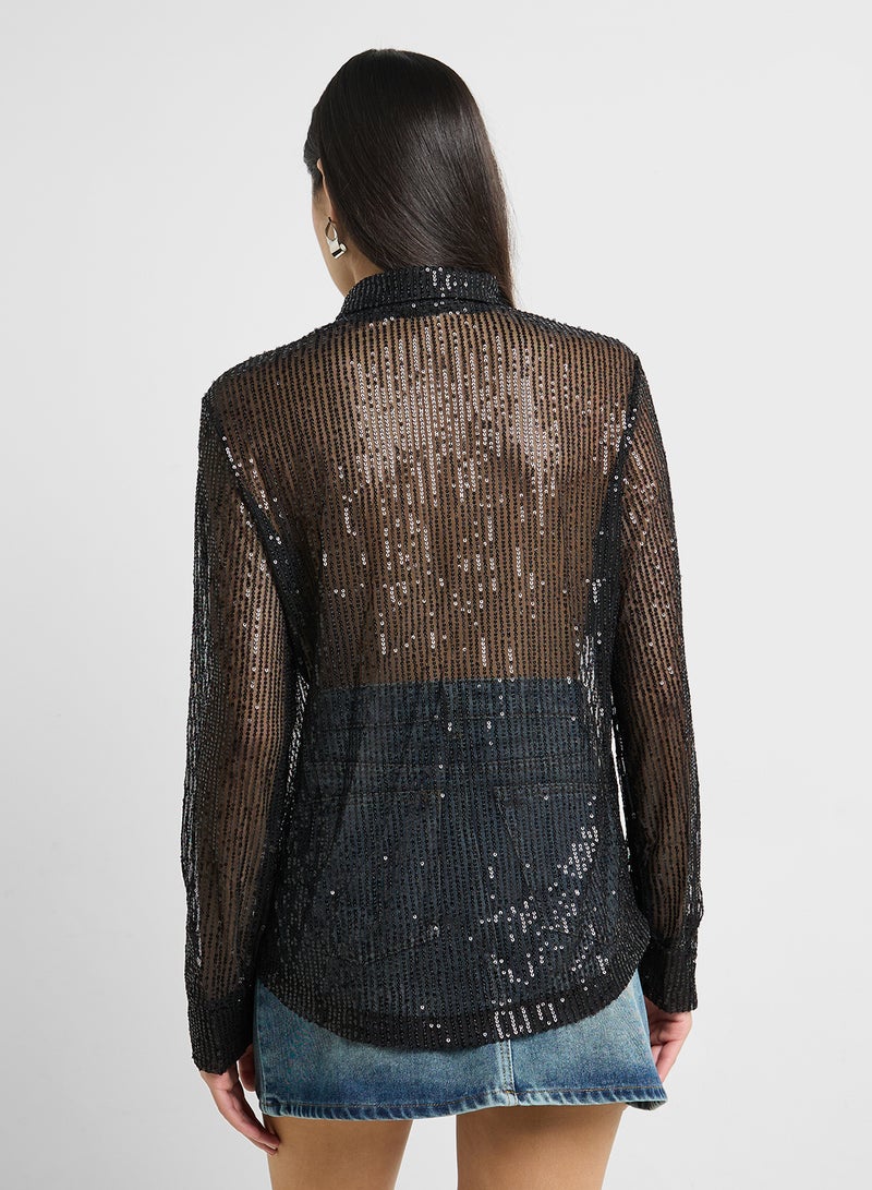 Ginger Sequin Embellished Button Down Shirt  - Image 2