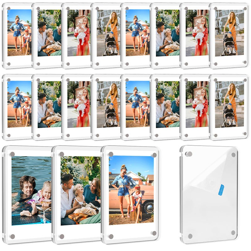Lzerking Acrylic Magnetic Picture Frame 20 Pack 2.36x3.54 Inches Mini Polaroid Fridge Magnet Frames, Double Sided Clear Refrigerator Photo Frame for Fujifilm Instax - Image 1