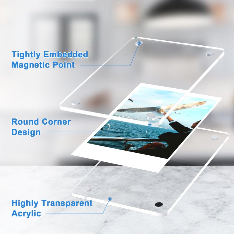 Lzerking Acrylic Magnetic Picture Frame 20 Pack 2.36x3.54 Inches Mini Polaroid Fridge Magnet Frames, Double Sided Clear Refrigerator Photo Frame for Fujifilm Instax - Image 3