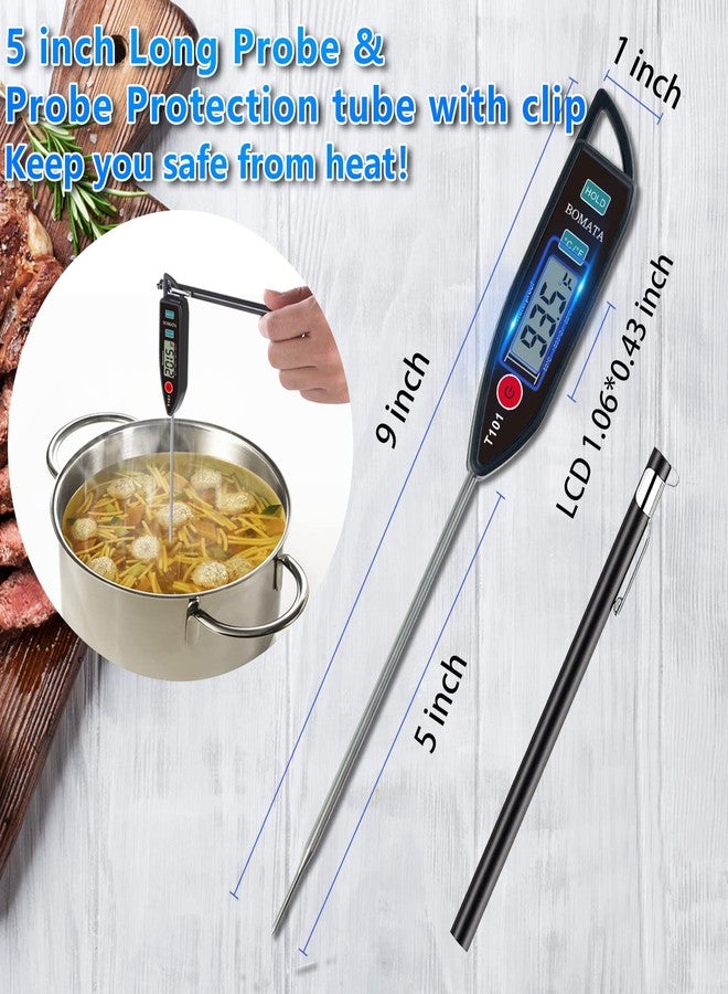 BOMATA 2 Pack Waterproof IPX7 Meat Thermometer Instant Read Food Thermometer with Long Probe for Water, Liquid, Kitchen Cooking, Grill,BBQ ! T101 X 2 Pcs (Black & Red)… - Image 4