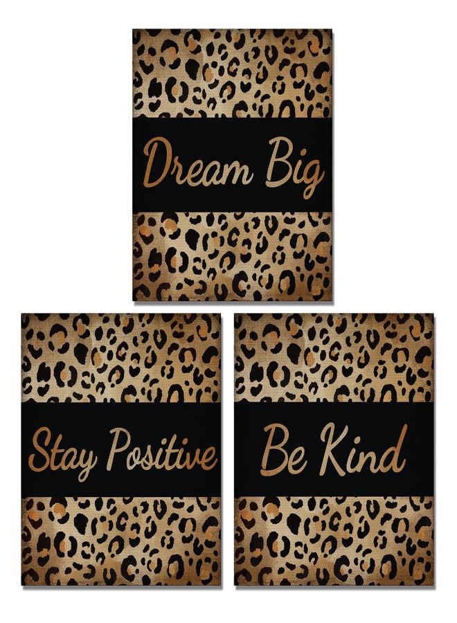 Derkymo 3 Pieces Fashion Leopard Print Pictures Motivational Canvas Wall Art Posters for Home Office Modern Giclee Artwork Framed Ready to Hang - Image 1