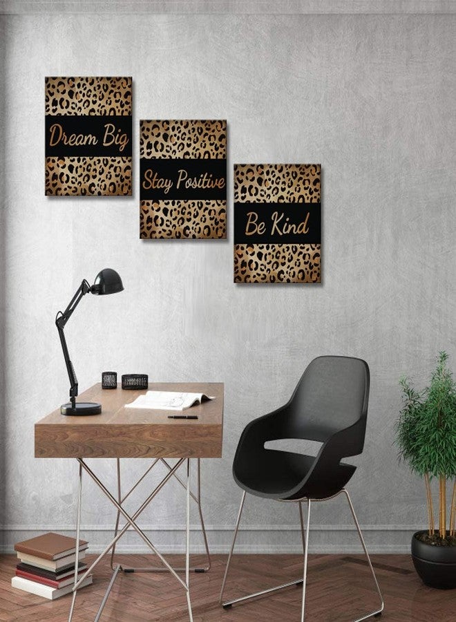 Derkymo 3 Pieces Fashion Leopard Print Pictures Motivational Canvas Wall Art Posters for Home Office Modern Giclee Artwork Framed Ready to Hang - Image 3