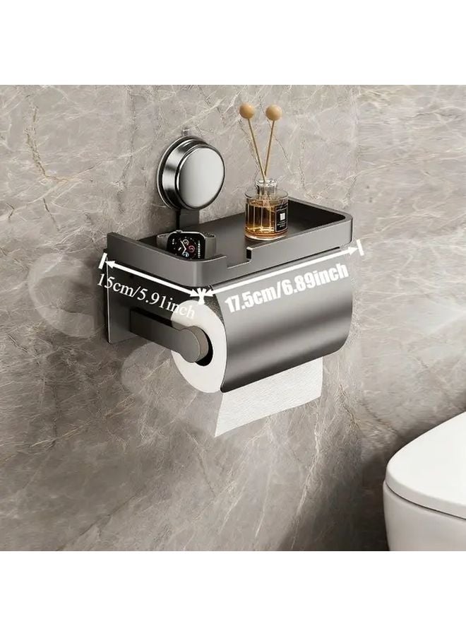 Covered Version Wall Mounted Suction Cup Toilet Paper Holder Heavy Duty No Drill Adhesive - Image 1