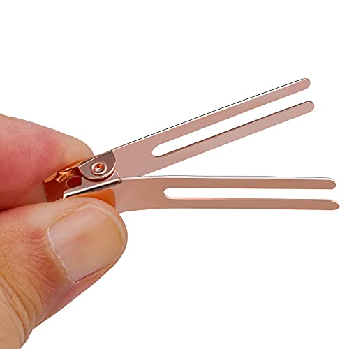 Wobe 50pcs Hairdressing Double Prong Curl Clips, Wobe 1.8" Styling Section Metal Alligator Clips for Curling and Bows, Salon and Barber Use (Rose Gold) - Image 4