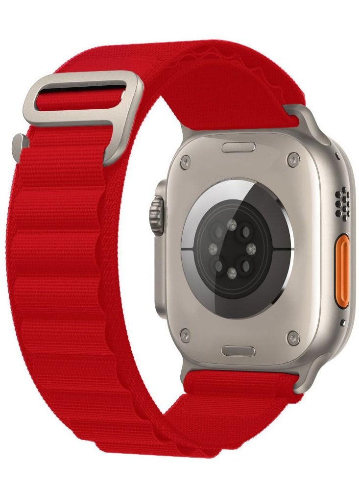 CATANES - Apple Watch Band 49mm 45mm 44mm 42mm Alpine Loop Band Women Men Adjustable with Metal G-Hook Strap for iWatch Ultra Series SE 8/7/6/5/4/3/2/1 Red - Image 1