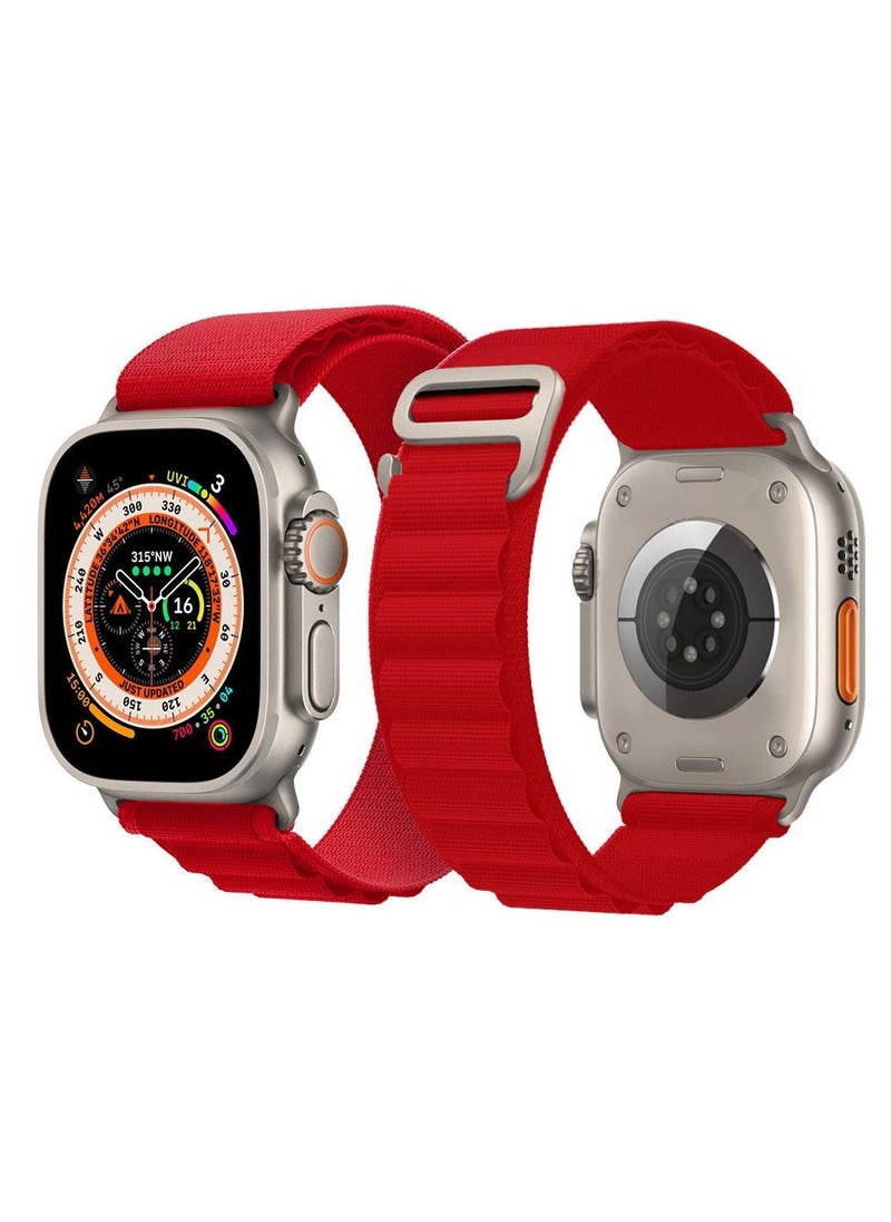 CATANES - Apple Watch Band 49mm 45mm 44mm 42mm Alpine Loop Band Women Men Adjustable with Metal G-Hook Strap for iWatch Ultra Series SE 8/7/6/5/4/3/2/1 Red - Image 1