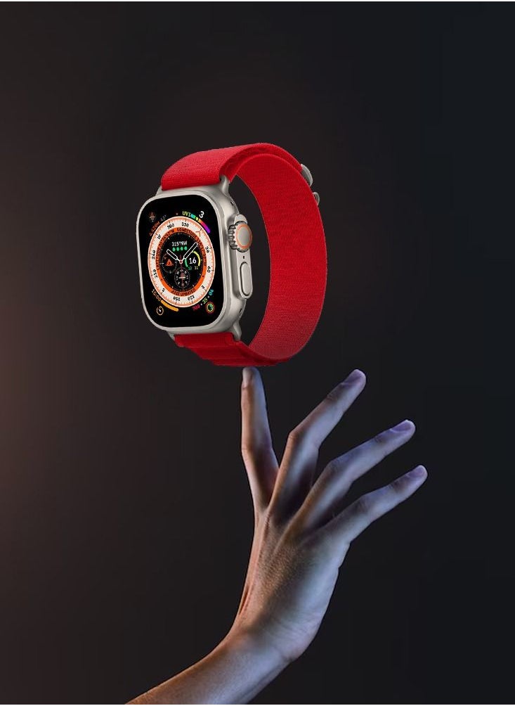 CATANES - Apple Watch Band 49mm 45mm 44mm 42mm Alpine Loop Band Women Men Adjustable with Metal G-Hook Strap for iWatch Ultra Series SE 8/7/6/5/4/3/2/1 Red - Image 1