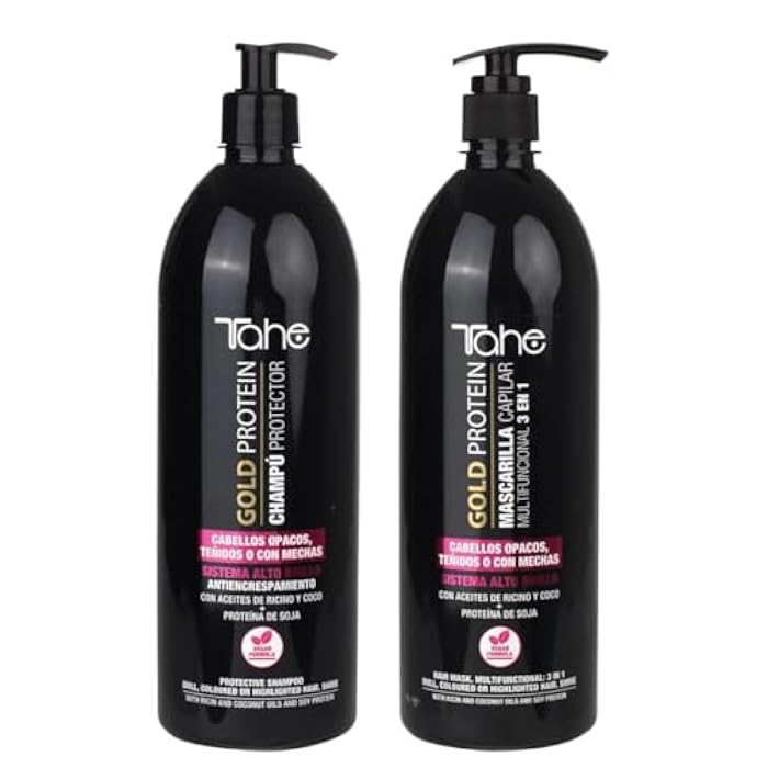 Tahe Gold Protein For Colored Hair kit - Shampoo 1000ml + Mask 1000ml - Color Protection & Shine - Image 1