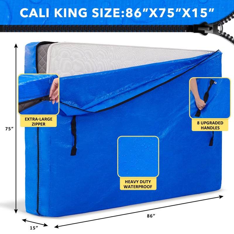 AlexHome Mattress Bag for Moving and Storage,Heavy Duty Tarp Reusable Mattress Storage Bag,Easy Carrier Mattress Moving Cover (Caliking Size) - Image 2