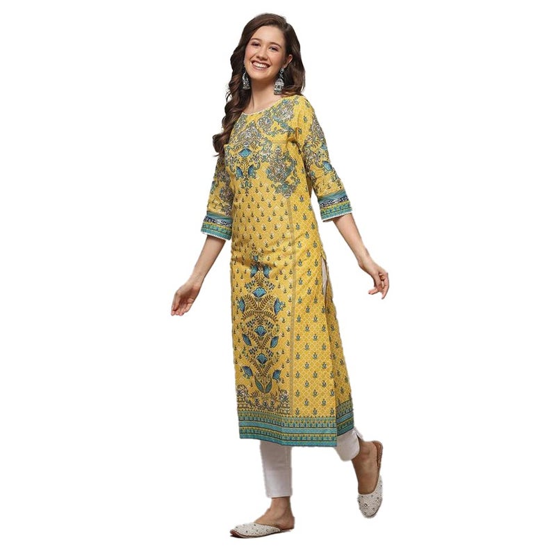 BIBA Women Cotton Regular Fit Printed Mix and Match Kurta(Assorted19005_Yellow_40) - Image 5