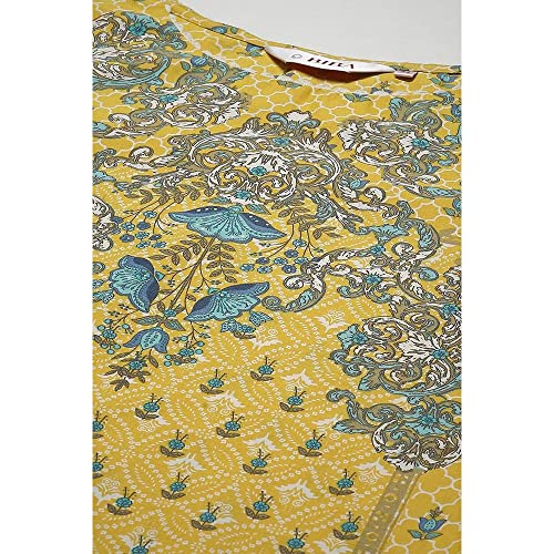 BIBA Women Cotton Regular Fit Printed Mix and Match Kurta(Assorted19005_Yellow_40) - Image 4