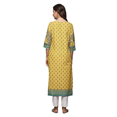 BIBA Women Cotton Regular Fit Printed Mix and Match Kurta(Assorted19005_Yellow_40) - Image 3