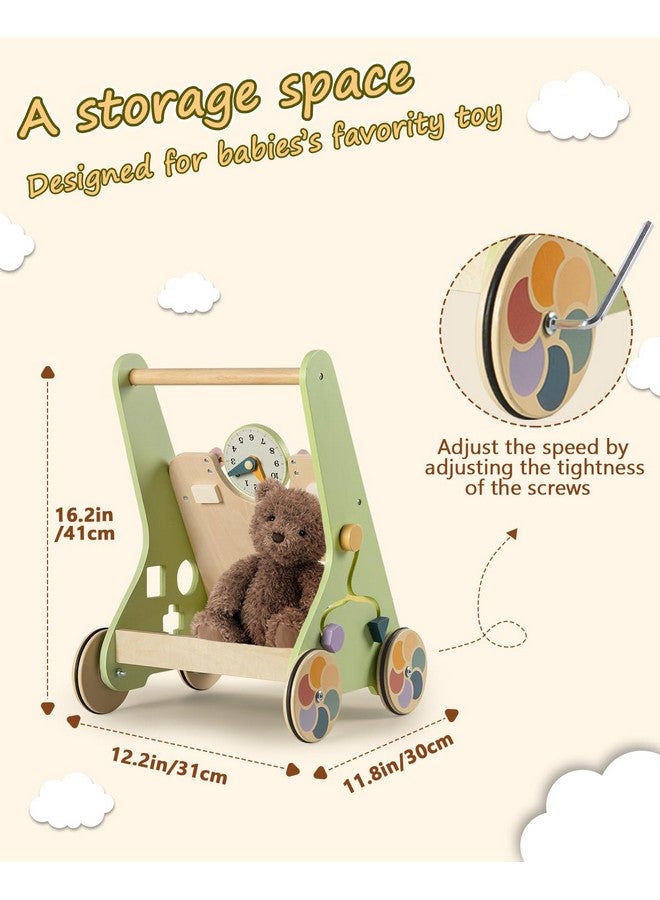 LOL-FUN Wooden Baby Walker with Wheels, Push Walker for Baby Boy 6-12 Months, Baby Activity Center Sit to Stand Walker Small Size - Image 3