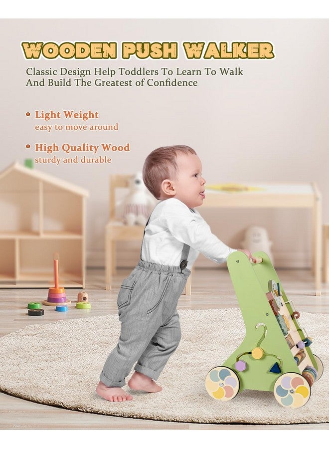 LOL-FUN Wooden Baby Walker with Wheels, Push Walker for Baby Boy 6-12 Months, Baby Activity Center Sit to Stand Walker Small Size - Image 5