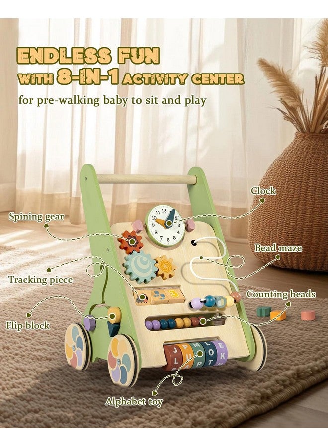 LOL-FUN Wooden Baby Walker with Wheels, Push Walker for Baby Boy 6-12 Months, Baby Activity Center Sit to Stand Walker Small Size - Image 4