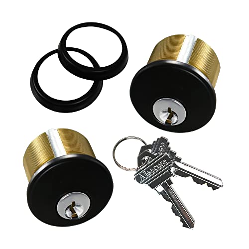 AIsecure Brass Mortise Cylinder Lock，Commercial storefront Door Lock Mortise cylinders Compatible with Adams Rite, Kawneer, and Vistawall deadbolts. Comes in Black, 4-Pack ，with Matching Keys. - Image 2