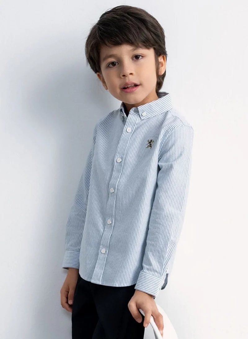 جيوردانو قميص أكسفورد قطني بأكمام طويلة للأطفال