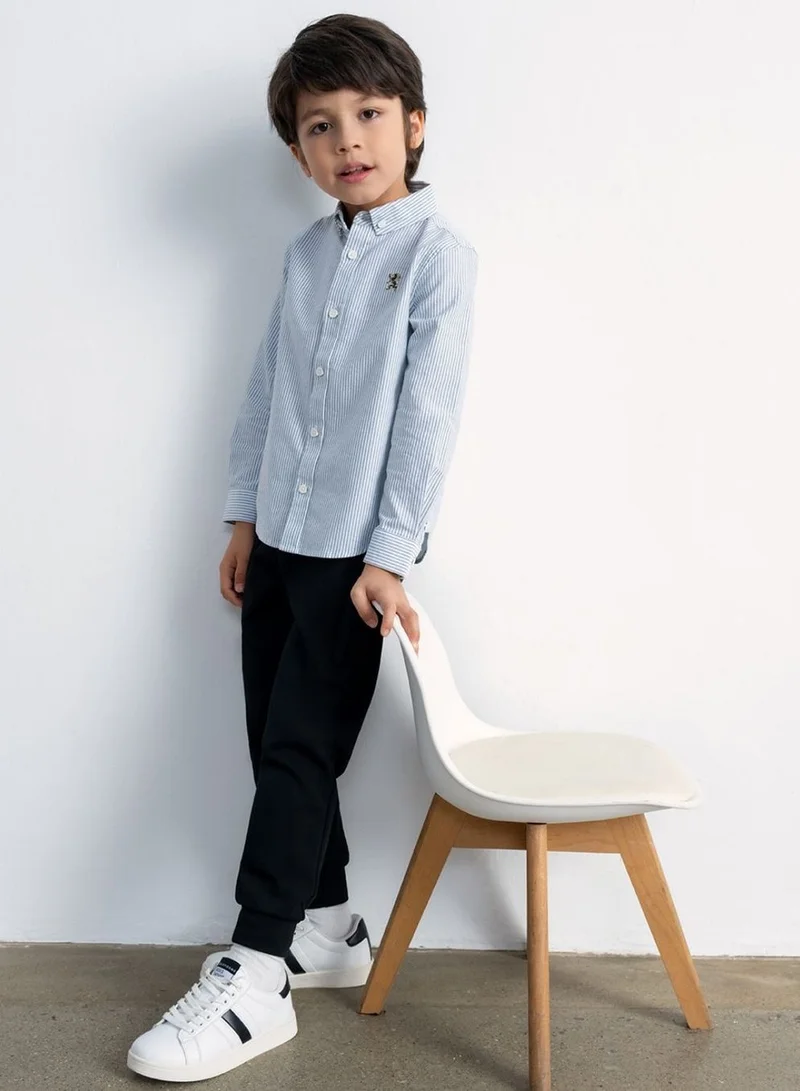 جيوردانو قميص أكسفورد قطني بأكمام طويلة للأطفال