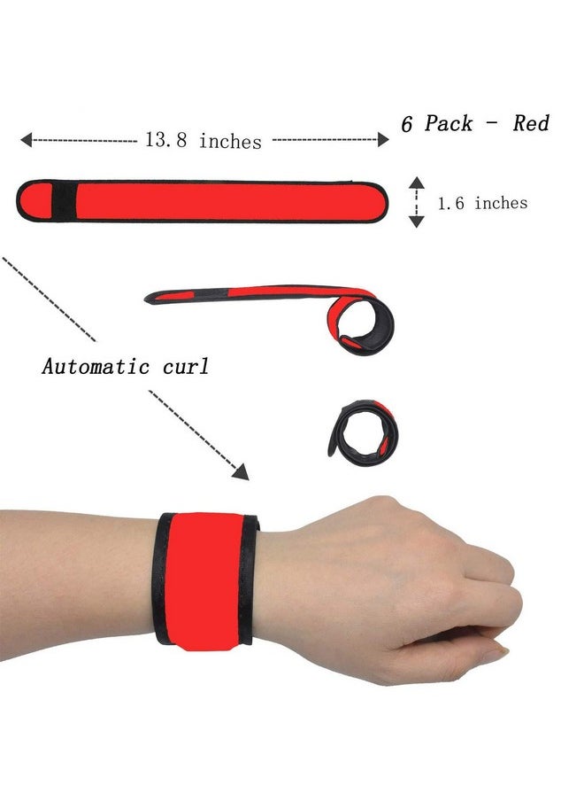 AMNQUERXUS Led Glow Slap Bracelet Light Up Wristband 6Pack High Visibility Safety Band For Cycling Walking Running Concert Camping Outdoor Sportsfits Women Men & Kids Red  - Image 4