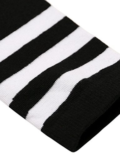 Joulli Women's Knee High Athletic Socks Stripe Tube Outdoor Sport Socks 3 Pairs, Black - Image 5
