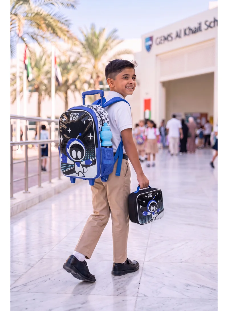 سوني Sony Astro Bot 5-in-1 Kids Backpack School Set 18" | School Backpack, Lunch Bag, Lunch Box, Water Bottle & Pencil Case | Water Resistant | Boys School Bag