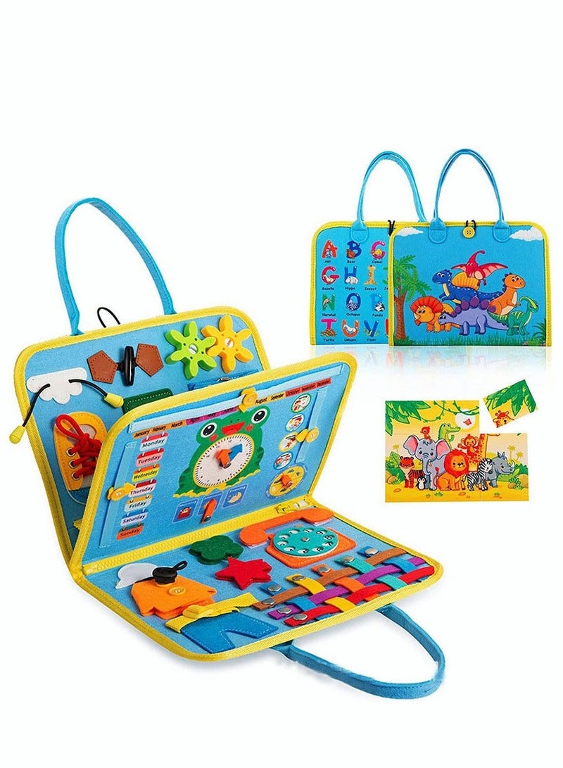 PYEBE Dinosaur Busy Board for 2 3 4 Year Old Toddler Travel Toys Montessori Sensory Board Preschool Learning Toy Educational Activities Board for Fine Motor Skills Gift for Boys Girls - Image 1