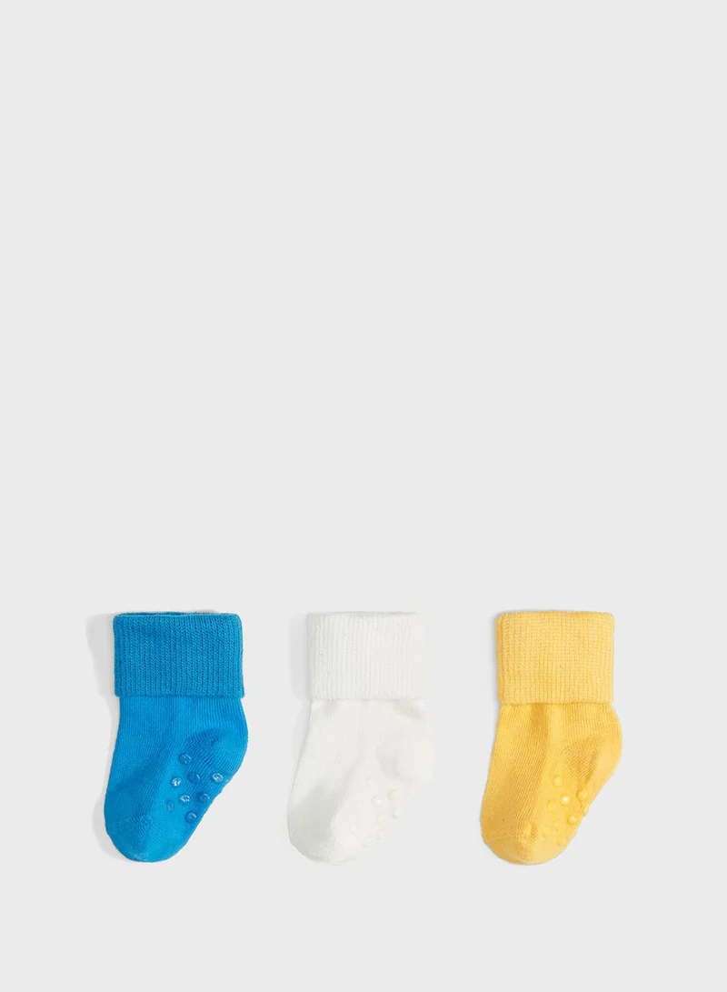 JUNE Kids 3 Pack Essential Anti Slip Socks