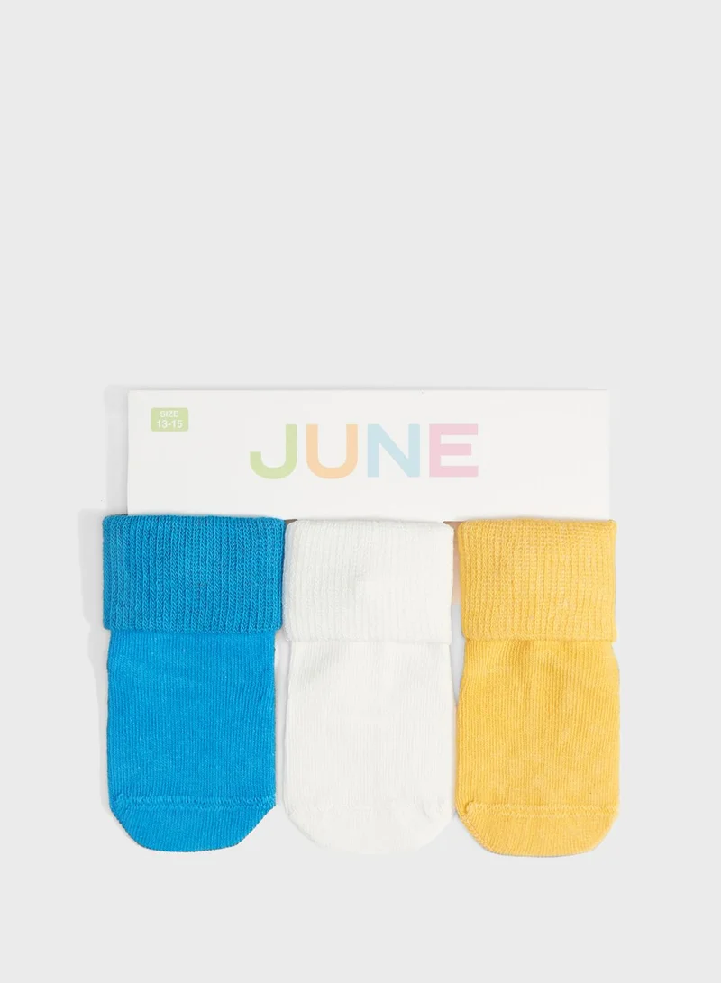 JUNE Kids 3 Pack Essential Anti Slip Socks