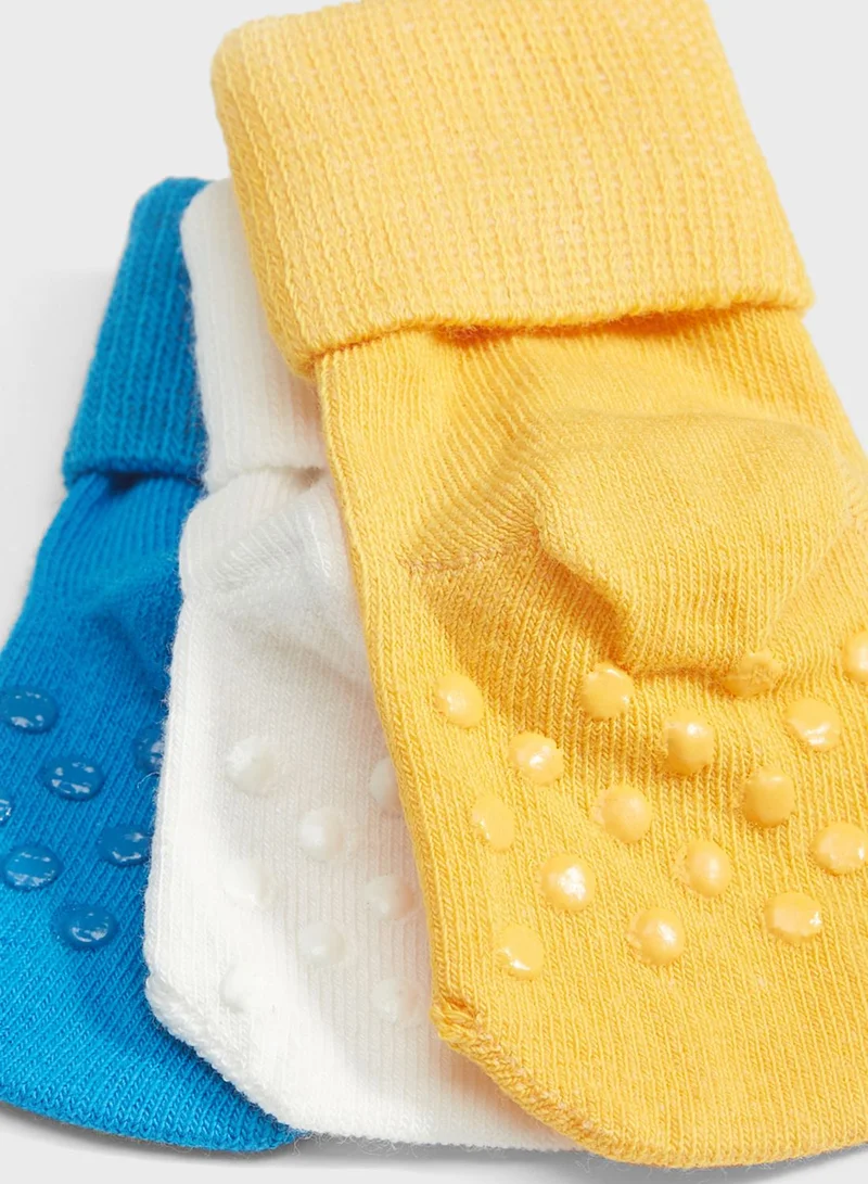 JUNE Kids 3 Pack Essential Anti Slip Socks