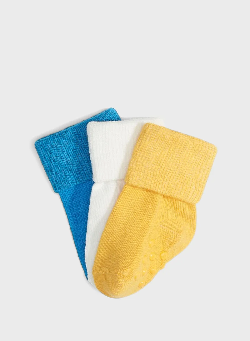 JUNE Kids 3 Pack Essential Anti Slip Socks