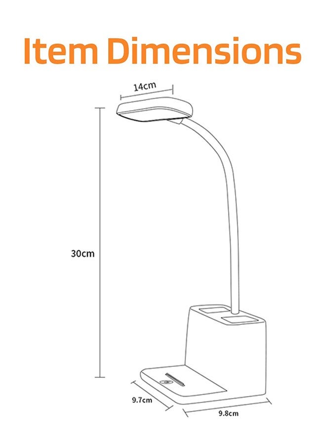 LED Small Desk Lamp, Desk Lamps for Home Office, White Desk Light for Kids, Desktop/Computer Study Lamps for Bedrooms, Rechargeable, Battery Operated, Pen Holder, Adjustable Gooseneck Reading Lamp - Image 5