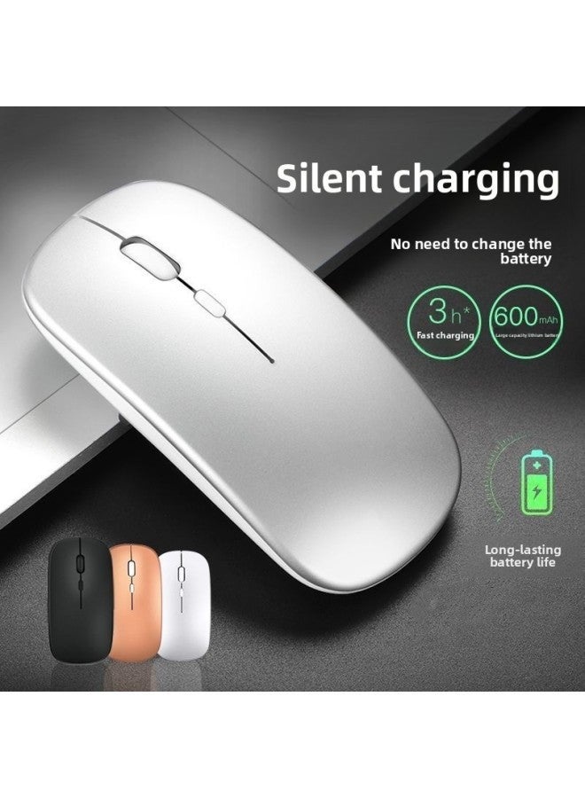 【mobile Phone Can Also Be Used】 Charging Wireless Mouse Office Laptop General Game Optional Bluetooth Mouse-color:Rechargeable Version 【on Silent】 Space Silver - Image 5