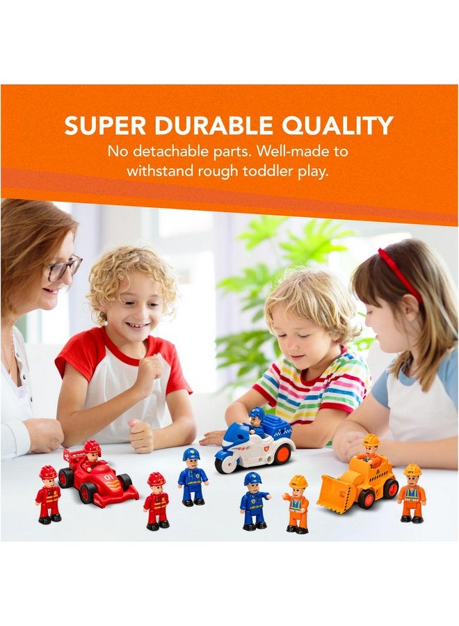 FUNERICA 12Pcs People Figures & Toy Cars Playset Fireman Police Construction Workers Pretend Play Vehicle & Figurine Set Accessories For Kids Emergency Vehicles And Construction Toys Imaginative Play - Image 5